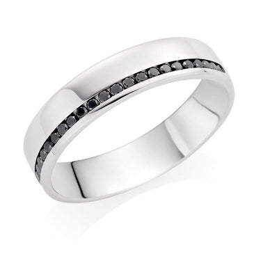 0.20 Ct Black Diamond Male Wedding Ring in 14k White Gold