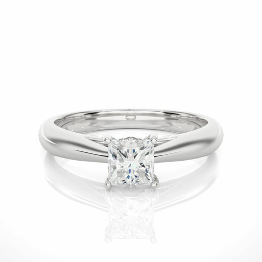 0.80 Ct Princess Cut Solitaire Lab Diamond Engagement Ring In White Gold