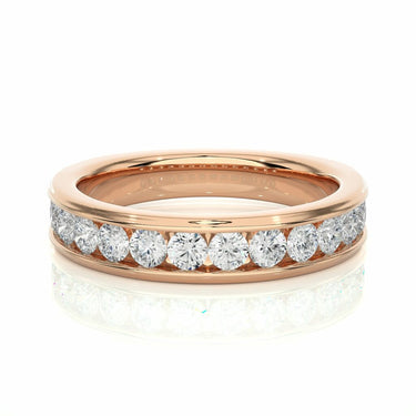 0.90 Carat Round Cut Channel Setting Lab Dimaond Half Eternity Band In Rose Gold
