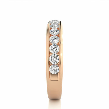 0.90 Carat Round Cut Channel Setting Lab Dimaond Half Eternity Band In Rose Gold