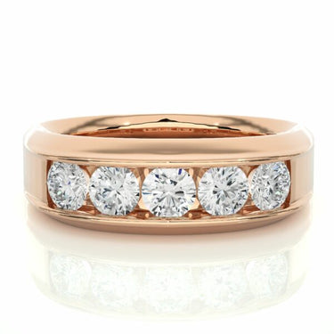 1.30 Ct Round Cut Channel Set Diamond Wedding Band In Rose Gold