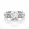 1.50 Ct Round And baguette Cut Prong Setting Lab Diamond Ring In White Gold