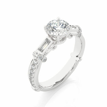 1.50 Ct Round Cut Three Stone Engagement Ring In White Gold