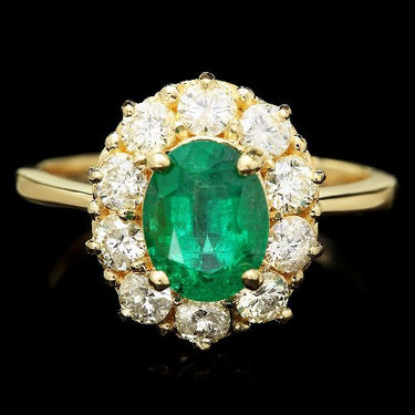 1.80 Carat Emerald Halo Prong Gemostone Ring