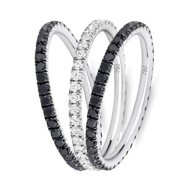 1.50 Carat Round Cut Channel Setting Black & White Diamond Eternity Ring