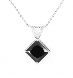 2 Carat Princess Cut Solitaire Prong Setting Black Diamond Pendant