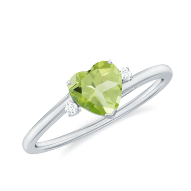 2.10 Ct Heart Peridot Gemstone Solitaire Ring In White Gold 