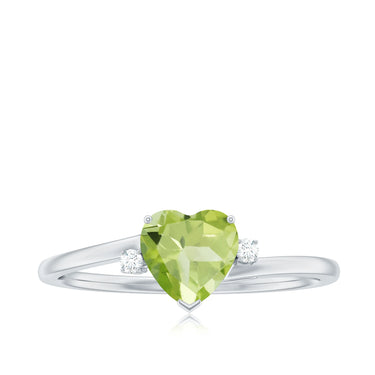 2.10 Ct Heart Peridot Gemstone Solitaire Ring In White Gold 