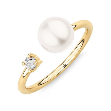 2.20 Carat Toi Te Moi Pearl and Diamond Ring in Yellow Gold
