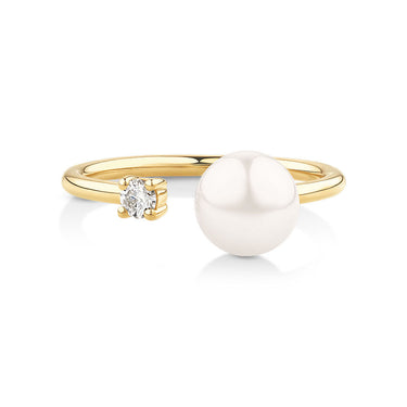 2.20 Carat Toi Te Moi Pearl and Diamond Ring in Yellow Gold