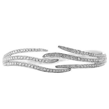 2.40 Carat Round Shape Diamond Bangle Bracelet In 14k White Gold 