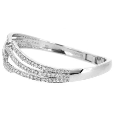 2.40 Carat Round Shape Diamond Bangle Bracelet In 14k White Gold 