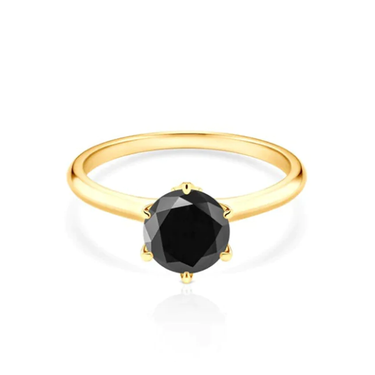 2.50 Carat Black Diamond Wedding Ring In 14K Yellow Gold For Women