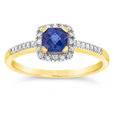 2 Carat Cushion Sapphire Gemstone Halo Engagement Ring
