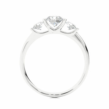 0.90 Ct Round Cut Bar Set Lab Diamond 3 Stone Engagement Ring In White Gold