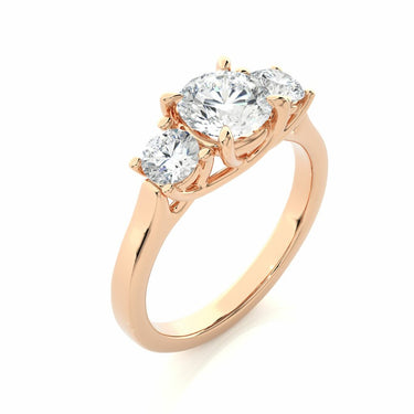 1.95 Round Shape Trinity Setting Lab Diamond Engagement Ring In Rose Gold