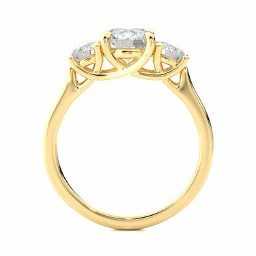 1.95 Round Shape Trinity Setting Lab Diamond Engagement Ring In Yellow Gold