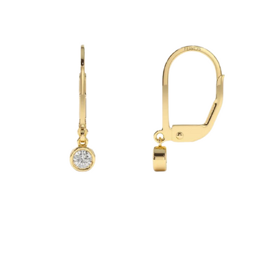 0.50 Carat Round Cut Bezel Set Diamond Drop Earrings In Yellow Gold