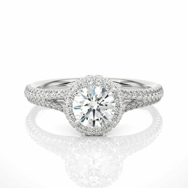 1.10 Carat Halo Diamond Engagement Ring with Pave Setting White Gold