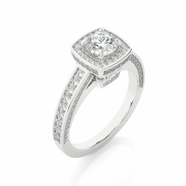 1.40 Ct Round Shaped Double Halo Diamond Engagement Ring In White Gold