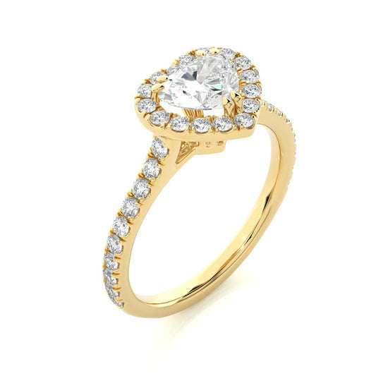 1.35 Carat Heart Shaped Halo Cathedral 6 Prong Diamond Engagemnet Ring