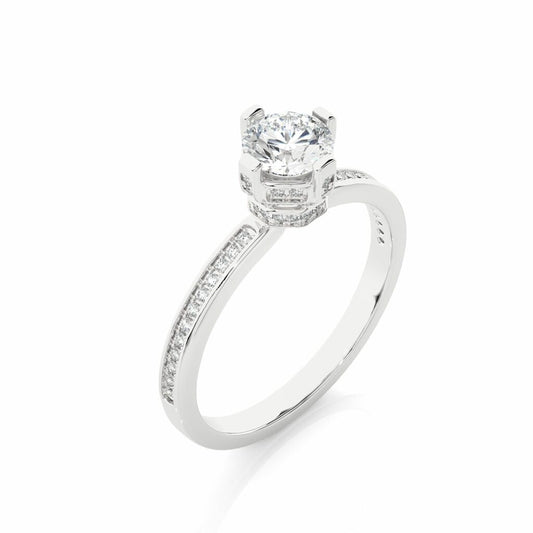 Lab Diamond Unique Prong Hidden Halo Ring