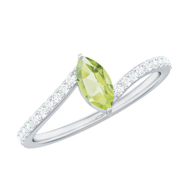 2.20 Ct Marquise Peridot Gemstone Bypass Ring in White Gold