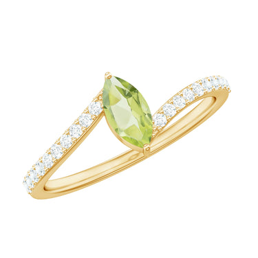 2.20 Ct Marquise Peridot Gemstone Bypass Ring in Yellow Gold