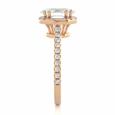1.30 Ct Oval Cut Halo Bar Setting Diamond Engagement Ring In Rose Gold