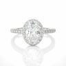 1.30 Ct Oval Cut Halo Bar Setting Diamond Engagement Ring In White Gold