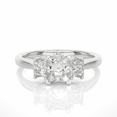 1 Ct Princess Cut Prong Set Lab Diamond 3 Stone Engagement Ring In White Gold