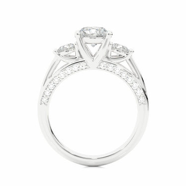 2 Ct Prong Setting Three Stone Lab Diamond Ring With Accents In White Gold