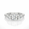 1.55 Ct Round Three Stone Diamond Engagement Ring With Accents In White Gold