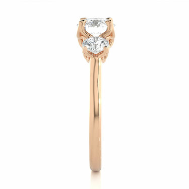 1 Carat Round Cut 3 Stone Prong Setting Diamond Engagement Ring In Rose Gold