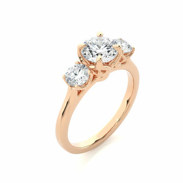 1 Carat Round Cut 3 Stone Prong Setting Diamond Engagement Ring In Rose Gold