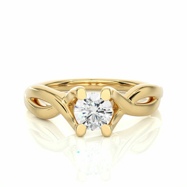 0.50 Ct Round Cut Split Twisted Lab Diamond Engagement Ring In Yellow Gold