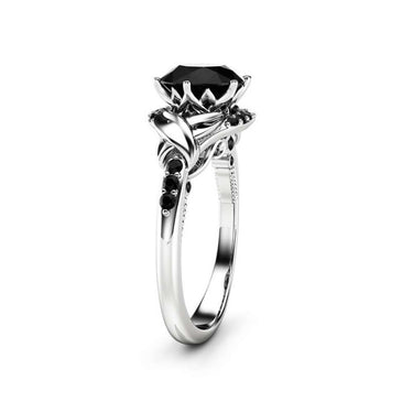 2 Carat Round Cut Halo Twisted Black Diamond Engagement Ring