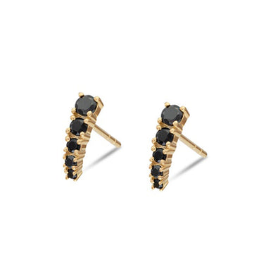 0.50 Carat Black Diamond Stud Earrings In 14k Yellow Gold