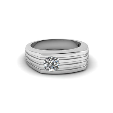 0.50 Ct Round Shape Solitaire Diamond Parallel Lined Wedding Ring 