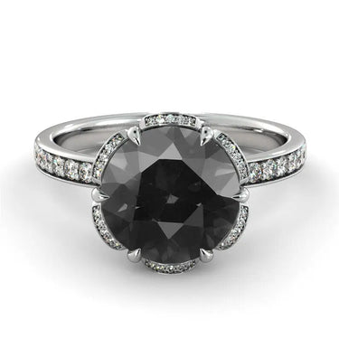 3 Carat Black Diamond Halo Engagement Ring