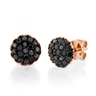 0.70 Ct Round Cut Prong Setting Black Diamond Stud Earrings In Rose Gold