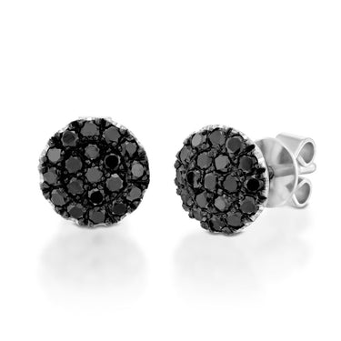 0.70 Ct Round Cut Prong Setting Black Diamond Stud Earrings In White Gold