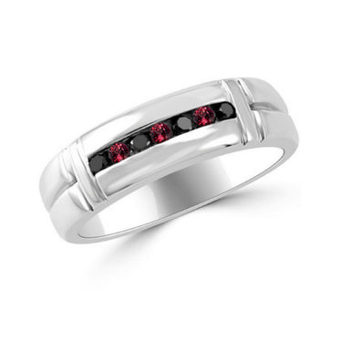 0.42 Ct Sterling Silver Red Ruby Band