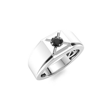 0.10 Carat Solitaire 4 Prong Black Diamond Ring For Men In White God 