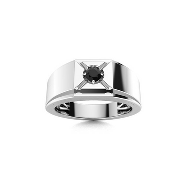 0.10 Carat Solitaire 4 Prong Black Diamond Ring For Men In White God 