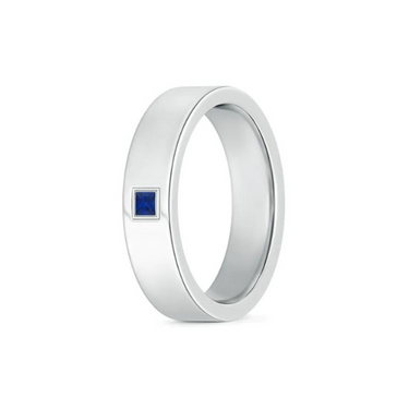 0.08 Carat Blue Sapphire Wedding Ring In Sterling Silver