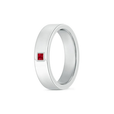 0.08 Ct Red Ruby Wedding Ring In Sterling Silver