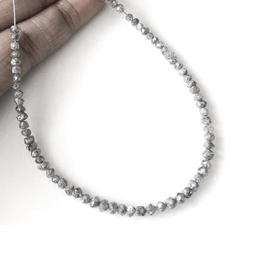16 Inch Gray Uncut Diamond Beads Strand