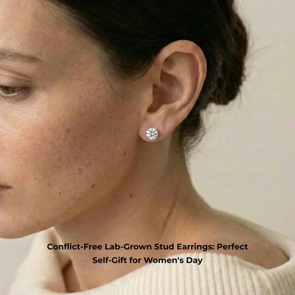 Conflict-Free Lab-Grown Diamond Stud Earrings: Perfect Self-Gift for Women's Day