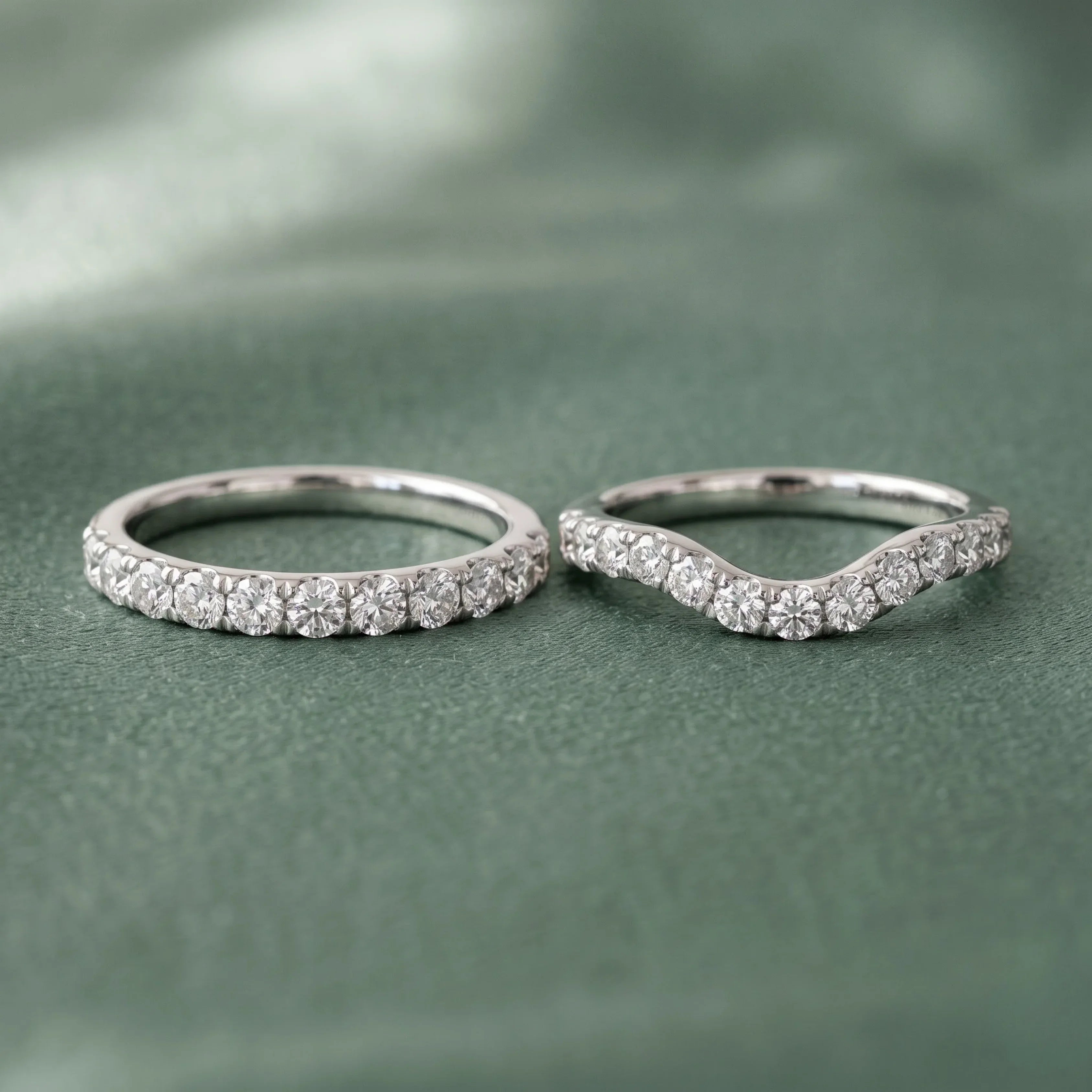 Straight diamond wedding band Vs Curved dimaond weding band
